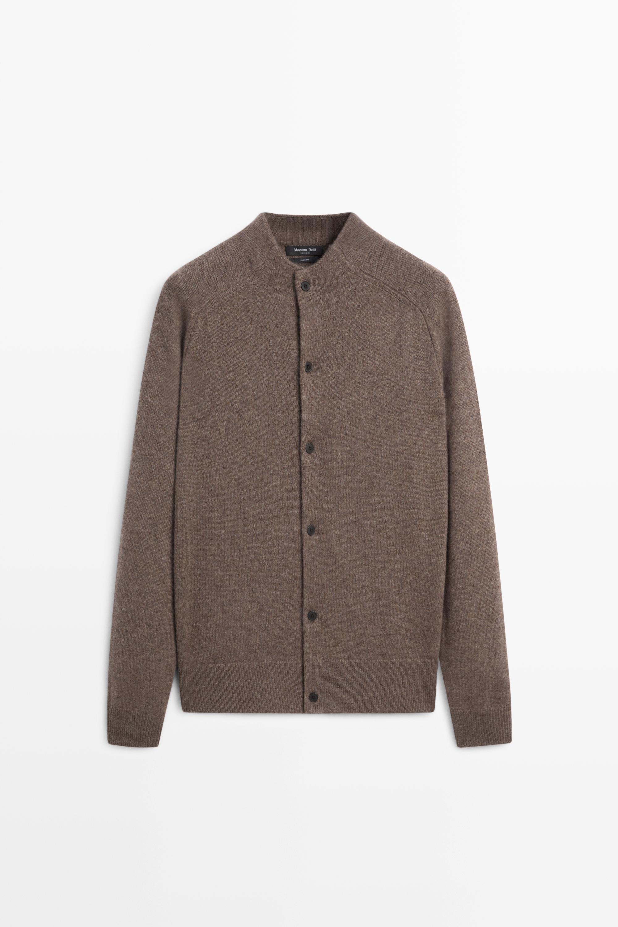 100% cashmere knit bomber cardigan
